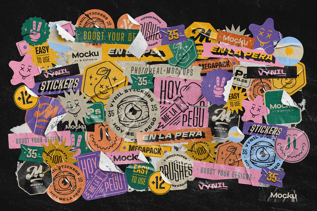 Vinyl stickers mockups, a Stationery Template by Mocku (Photo 2 of 13)