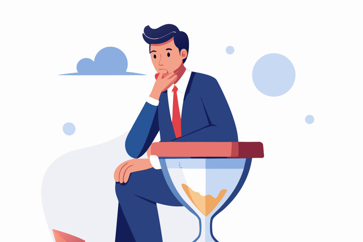 Businessman sits thoughtful, a Person Illustration by SouravDesign (Photo 1 of 3)