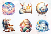 Bunny Baby Nursery Watercolor PNG, a Seasonal Illustration by RobertsArt (Thumbnail 6 of 8)