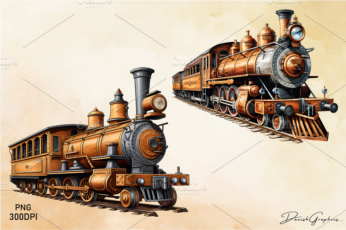 Vintage Wooden Train Sublimation Png, an Object Illustration by danishgraphics (Photo 5 of 9)