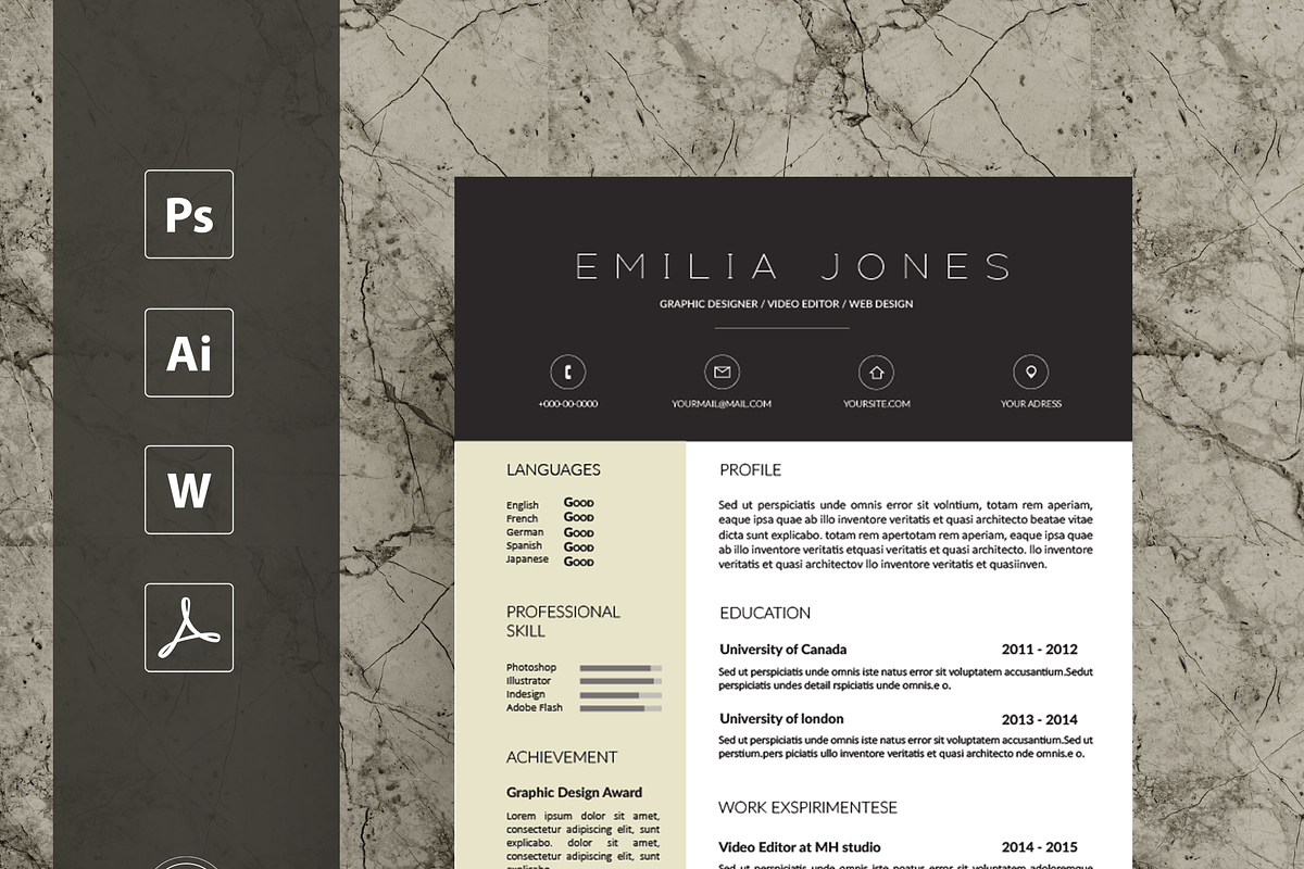 Professional Resume Template / CV te, a Resume Template by MH Design Template (Photo 2 of 4)