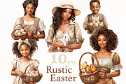 Rustic Easter Clipart | Black Girls, a Seasonal Illustration by GlamArtZhanna (Thumbnail 1 of 4)
