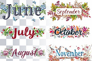 12 Months Lettering Clipart, a Seasonal Illustration by Loony Dream Designs (Thumbnail 3 of 4)