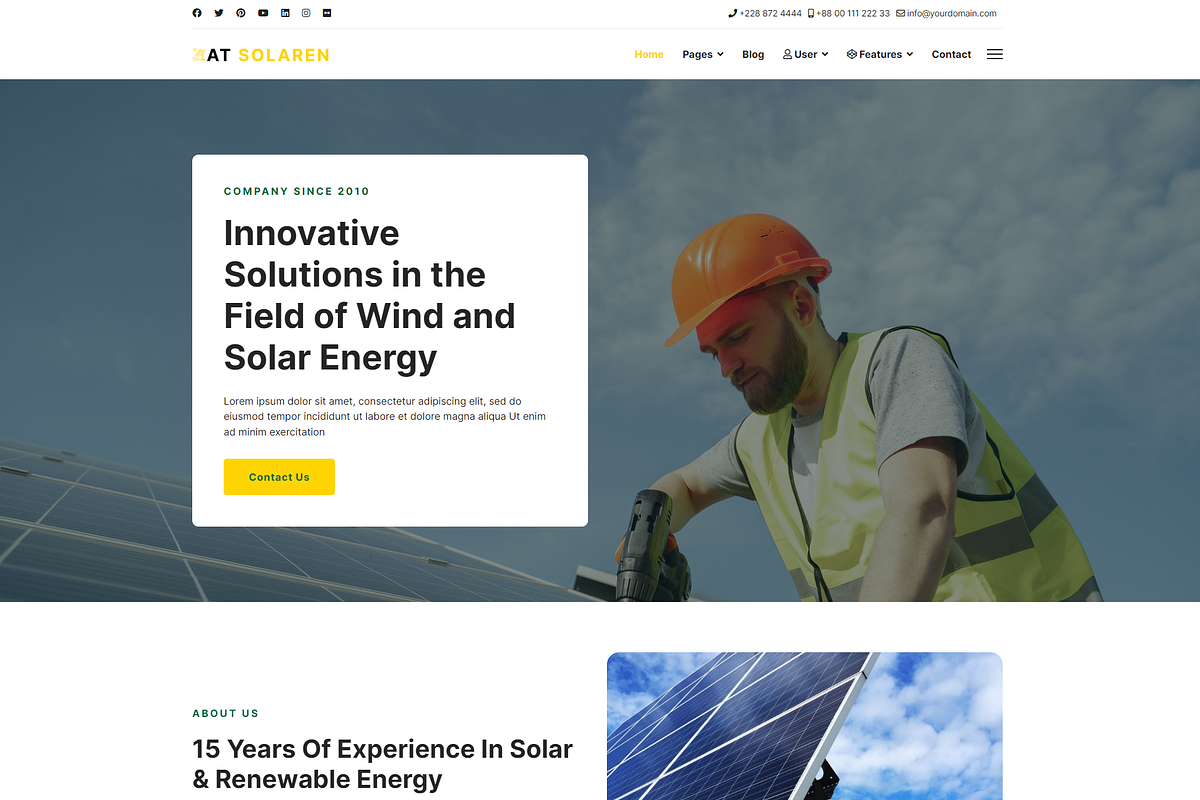 AT Solaren Onepage WordPress Theme, a WordPress Template by LTheme (Photo 1 of 2)