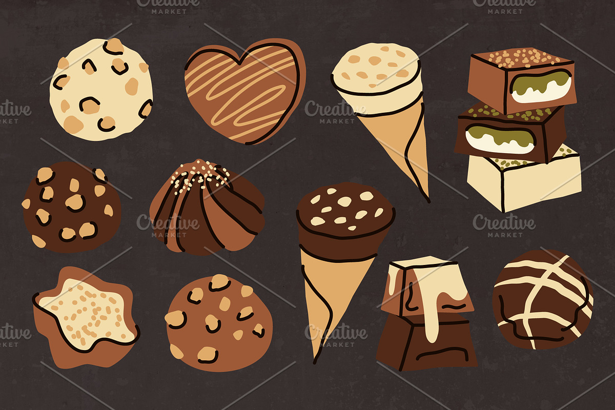 Chocolate & Candies Vector Cliparts, a Food Illustration by Panna Limon Store (Photo 4 of 7)