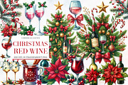Christmas Red Wine Clipart, an Illustration by Designworld (Thumbnail 1 of 6)
