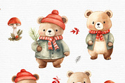Watercolor Christmas Bear Clipart, an Illustration by Autumn Breeze (Thumbnail 3 of 7)