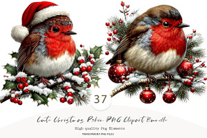 Cute Christmas Robin PNG Clipart, a Seasonal Illustration by CreationArt