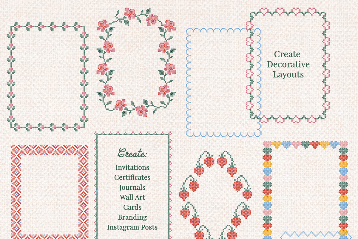 Cross Stitched - Frames & Letters, a Decorative Illustration by Essentially Nomadic (Photo 9 of 11)