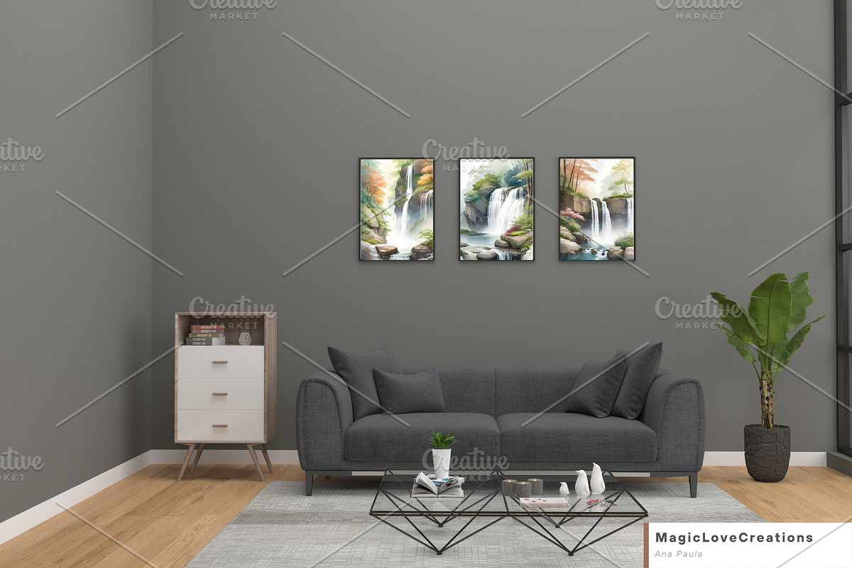 Waterfall Printable Watercolor Wall, a Poster Template by MagicLove Creations (Photo 6 of 8)