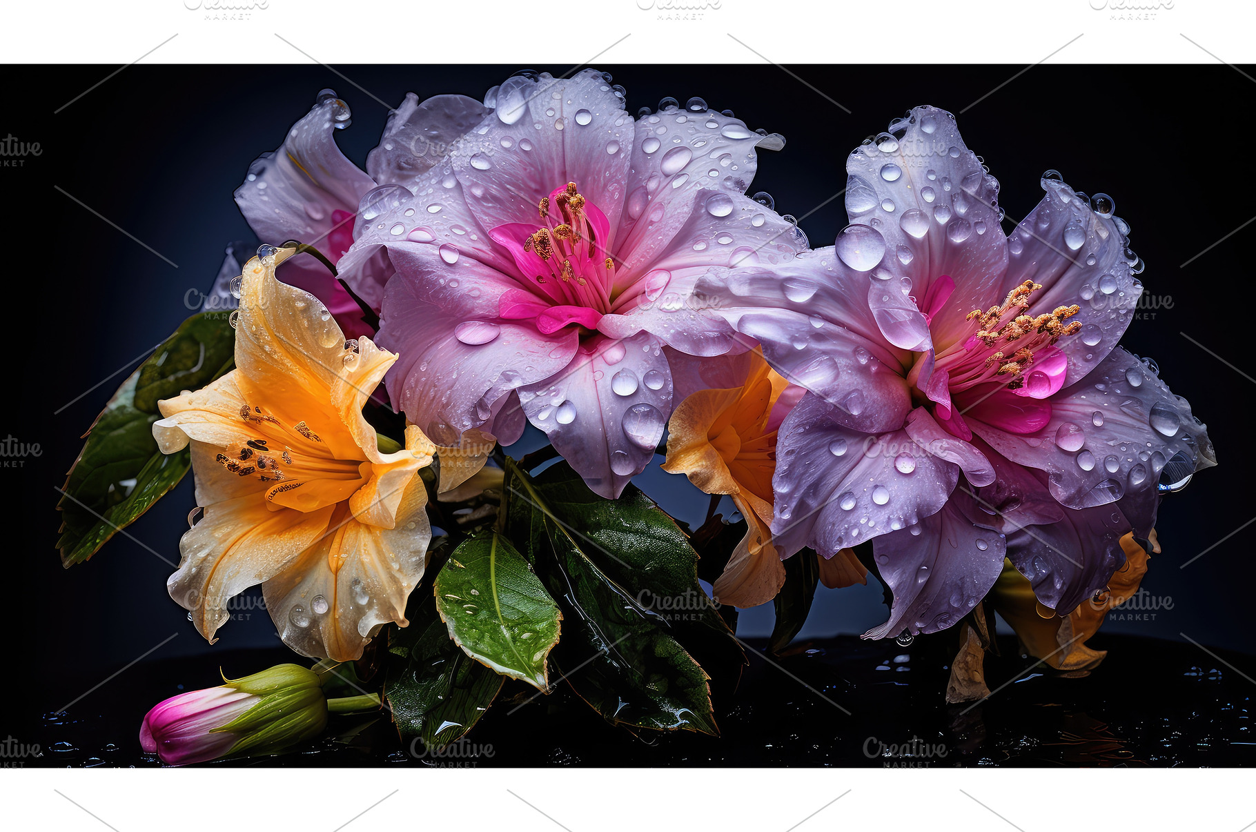 garden rain flowers ai generated, a Nature Photo by pikepicture