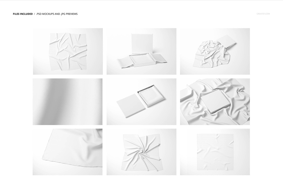 Twill silk Scarf Mockup Set, a Packaging Mockup by creatsy5 (Photo 2 of 16)