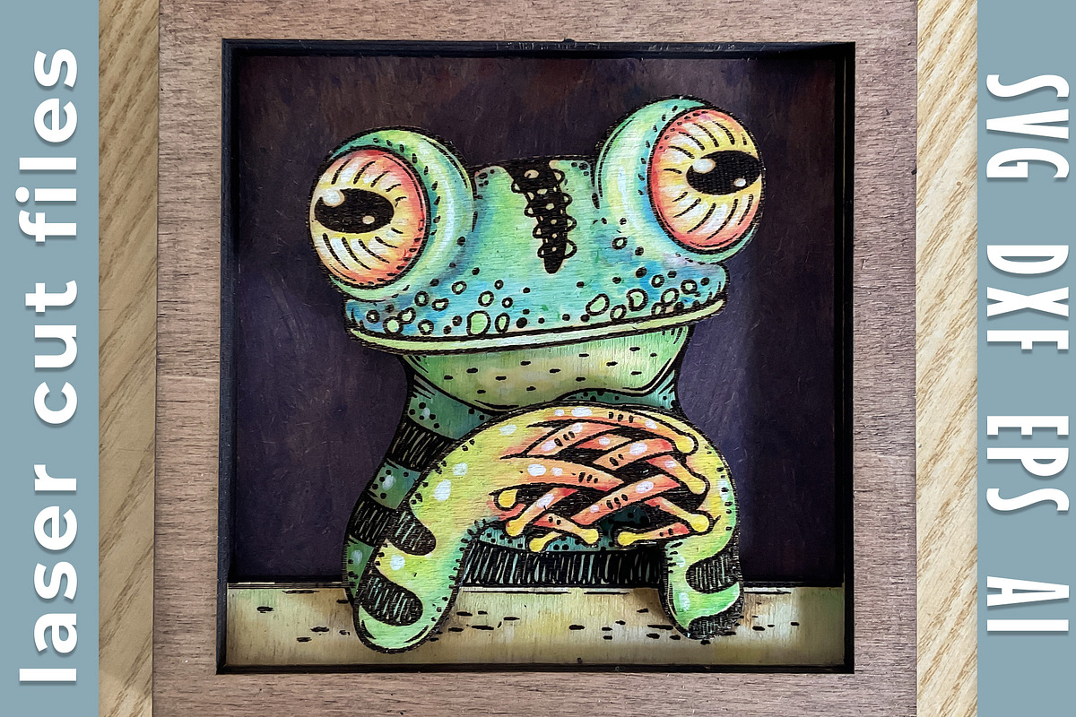 Funny Frog Laser Cut Template DIY, an Object Illustration by Bubert Art (Photo 1 of 6)