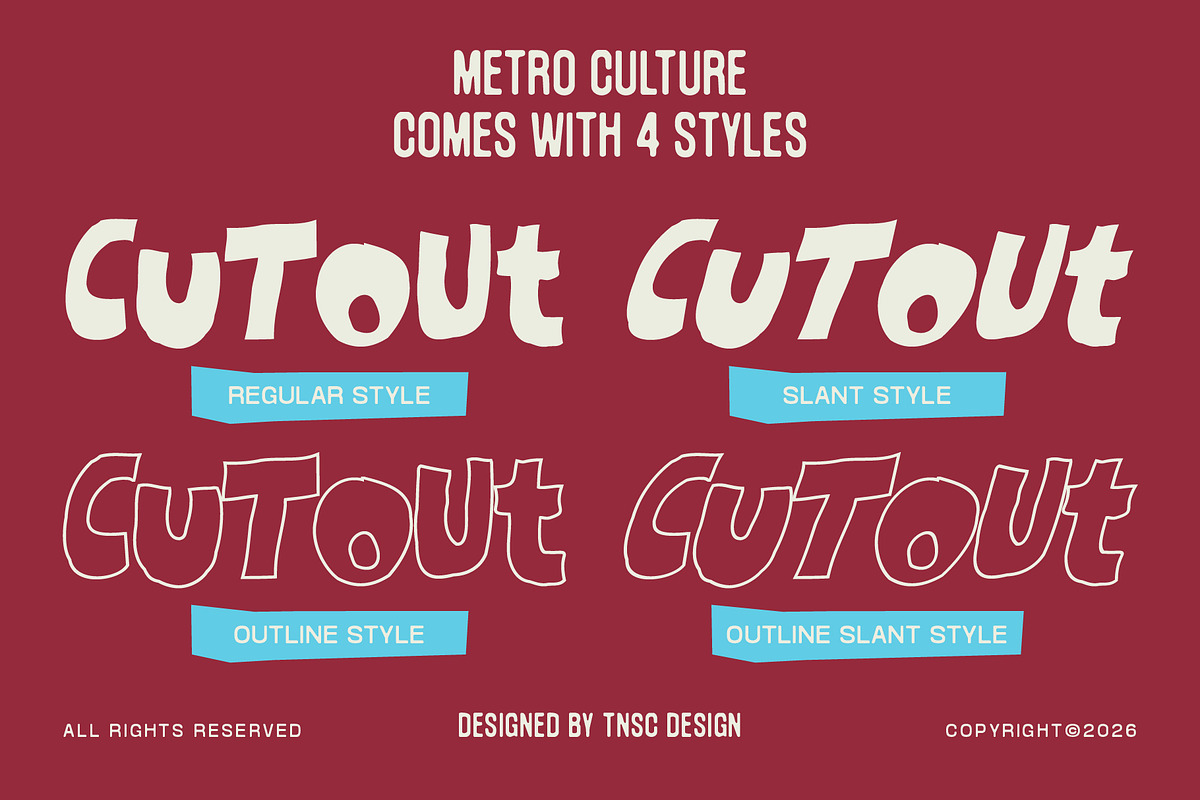 Metro Culture - Cutout Display Font, a Handwritten Font by The Native Saint Club (Photo 2 of 15)