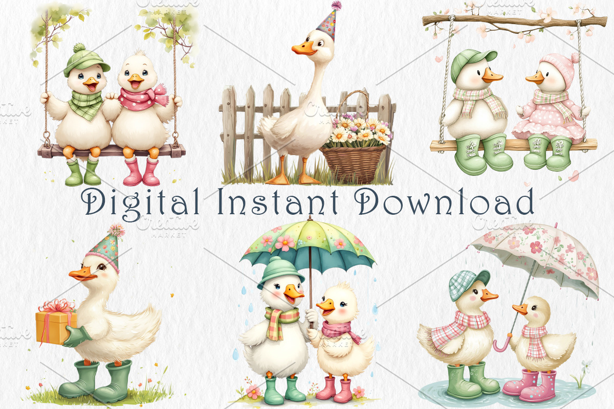 Spring Silly Goose Clipart, 40 png, an Animal Illustration by GalaDesign03 (Photo 4 of 6)