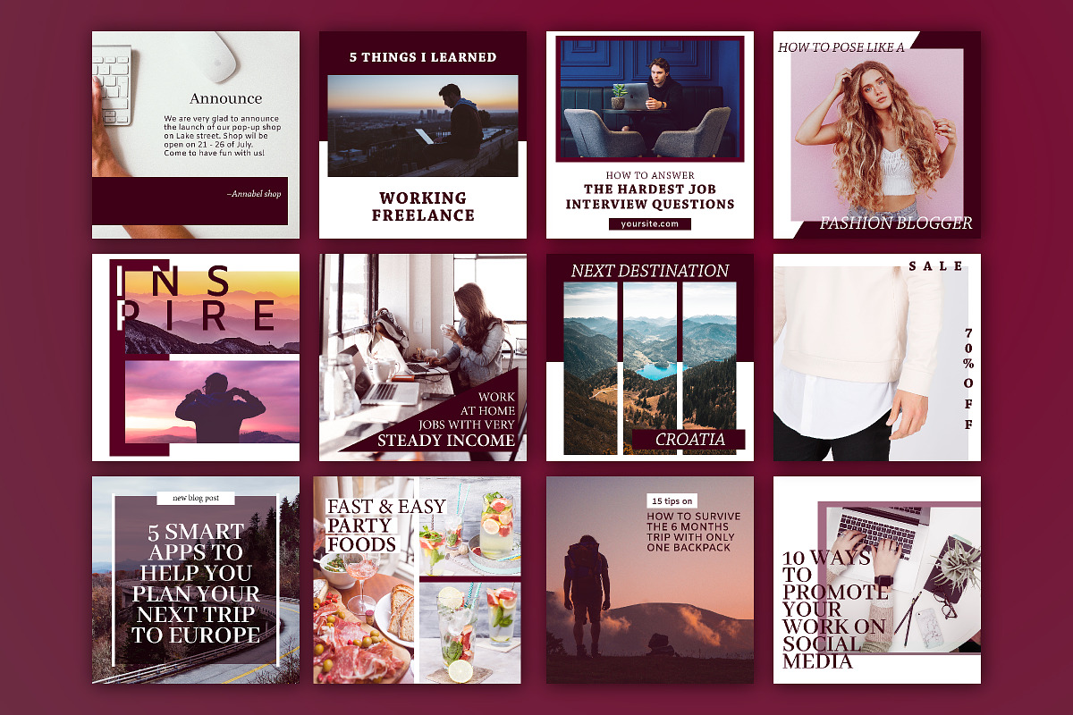 Gloria | Instagram templates pack, a Social Media Template by Nassiie (Photo 3 of 5)
