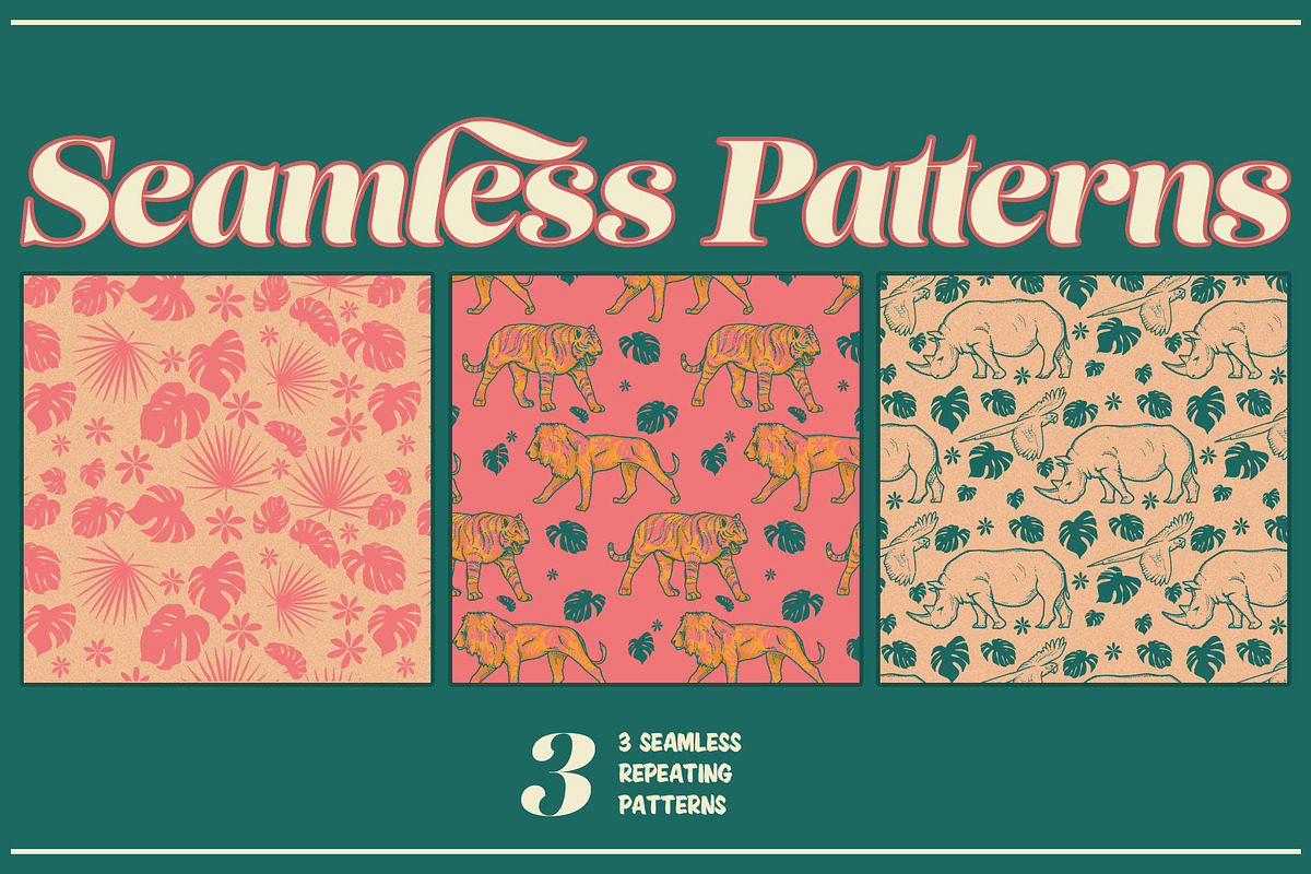 Floral Retro Jungle Set, an Animal Illustration by Phosphorus Design Co. (Photo 4 of 8)
