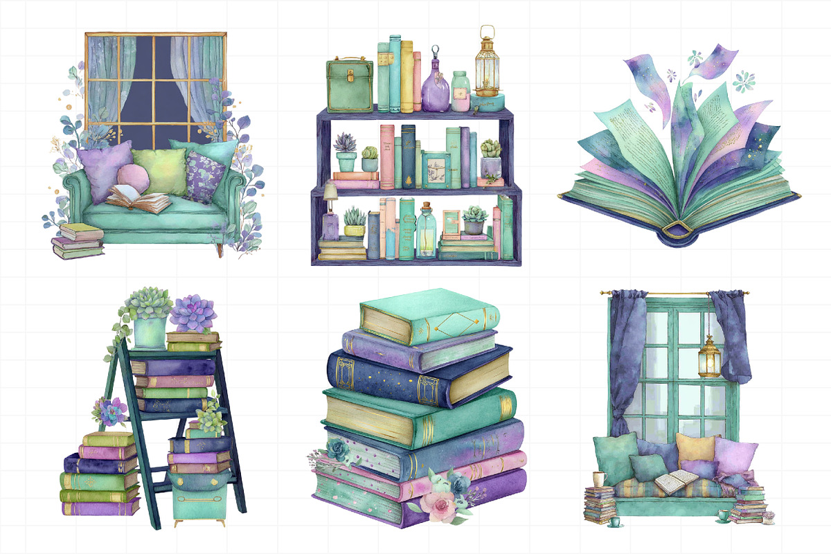 Literary Living Clipart Bundle, an Illustration by Daily.Designs (Photo 4 of 8)