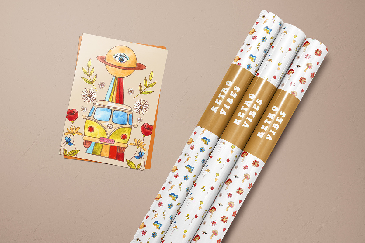 Retro vibes - watercolor collection, an Object Illustration by LeriaArt watercolor (Photo 5 of 8)
