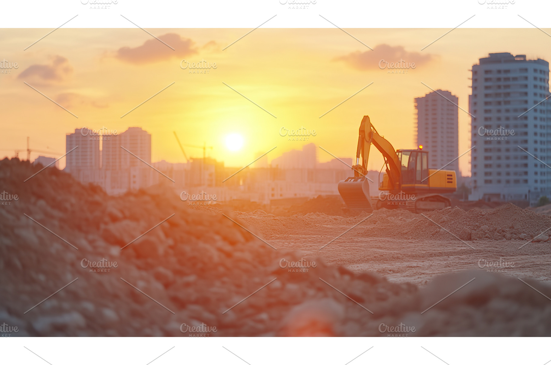 Backhoe loader at urban construction, an Industrial Photo by Lermont51
