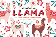 Vector Llama items and patterns, an Object Graphic by Laura Camoe (Thumbnail 1 of 7)