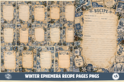 Winter Ephemera Recipe Pages PNGs, a Seasonal Illustration by Markicha Art (Thumbnail 1 of 5)
