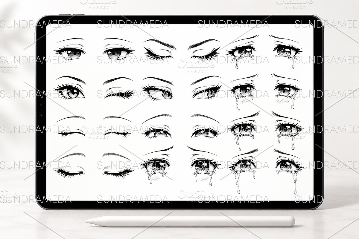 Anime & Manga Eyes Procreate Stamps, a Brush Add-On by sundrameda (Photo 6 of 12)
