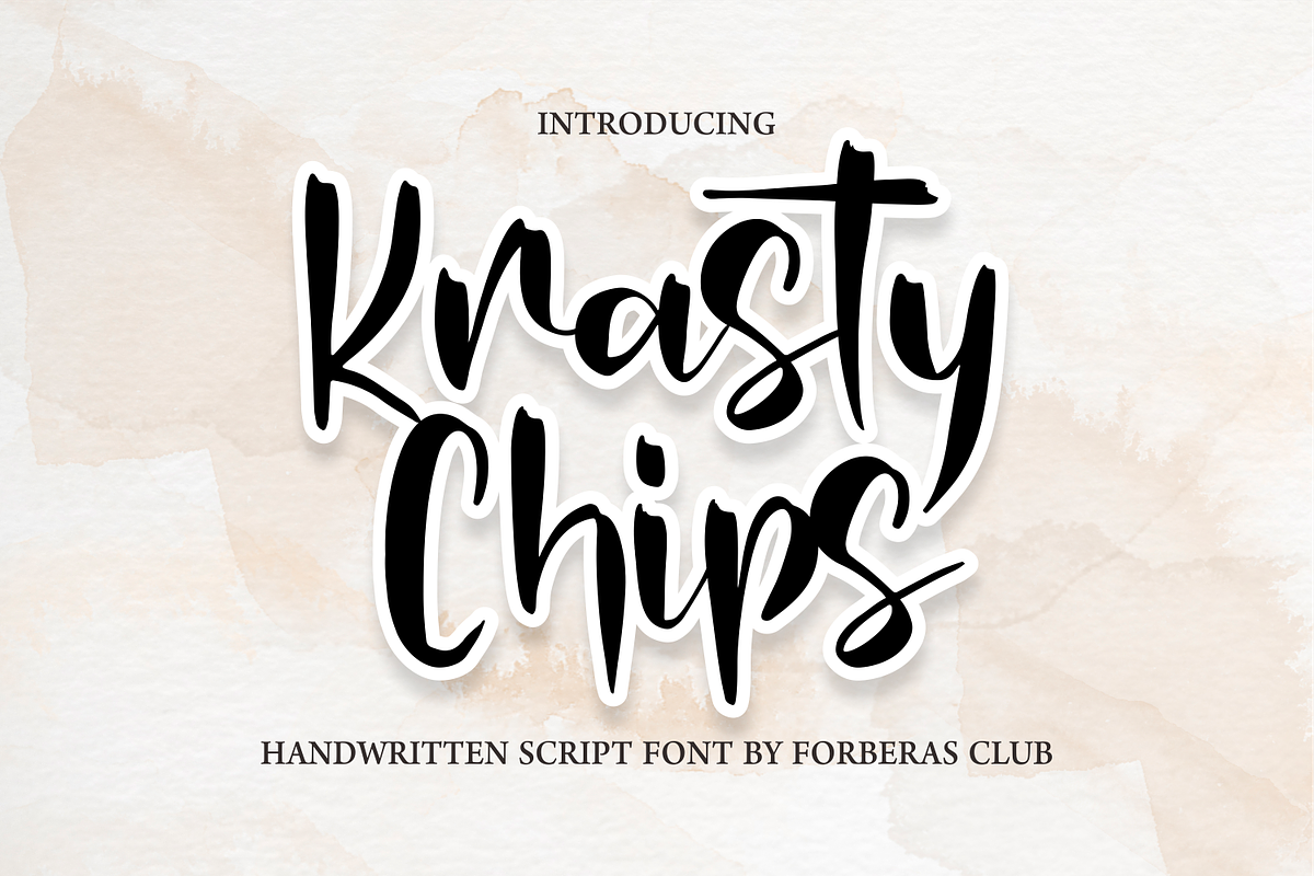 Krasty Chips | Handwritten Font, a Script Font by Forberas Club (Photo 1 of 8)