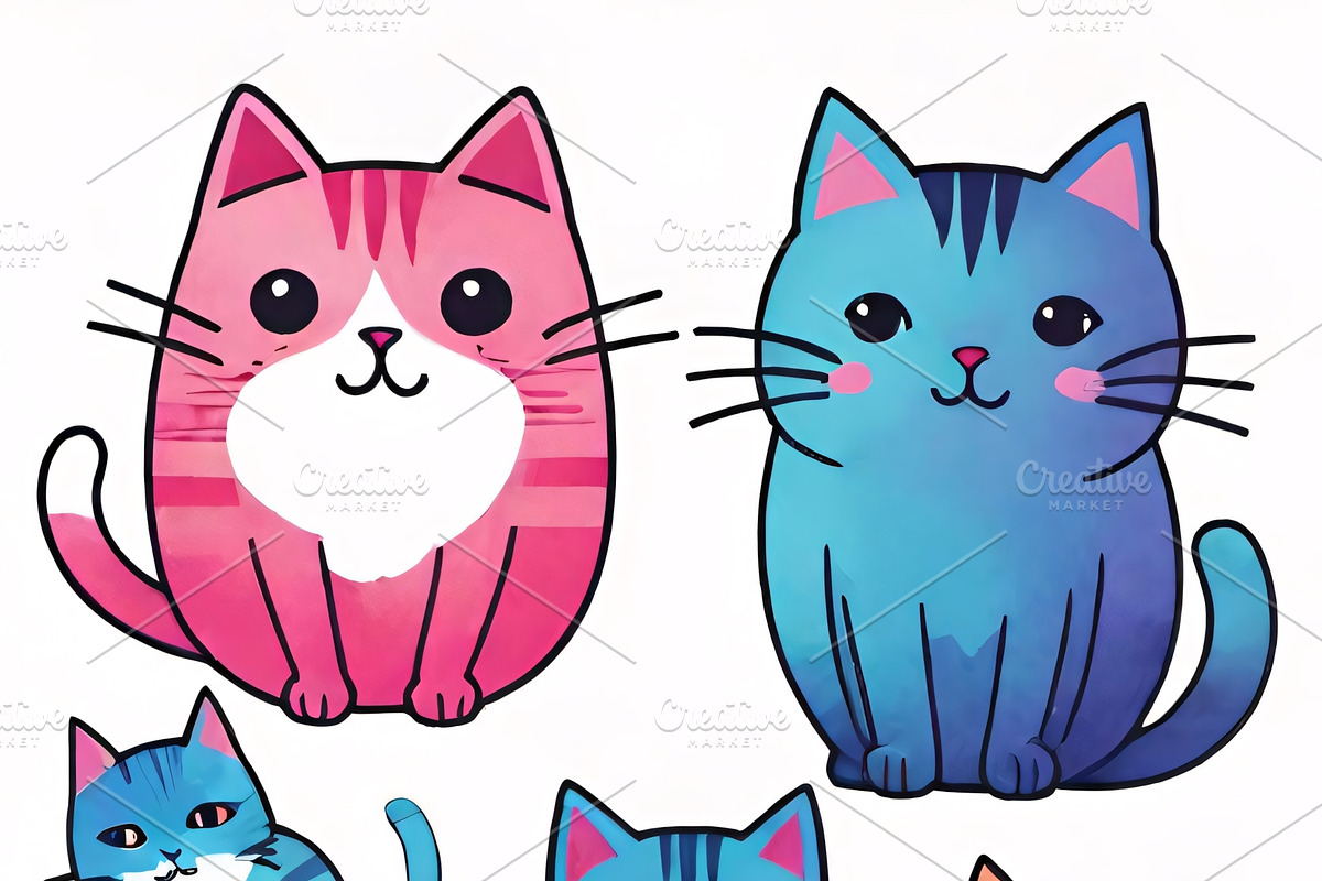 Cute Kawaii Cats & Bunny Bundle, an Illustration by ETARA by Mea Hau (Photo 9 of 10)