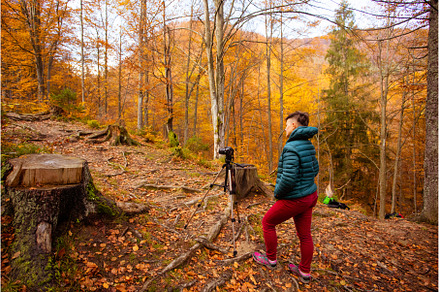 Travel photographer use camera and, a Nature Photo by oksix