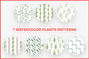 7 Watercolor Plants Patterns