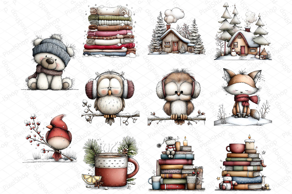 Whimsical Winter Clipart Bundle, an Illustration by DreamPrint404 (Photo 5 of 5)