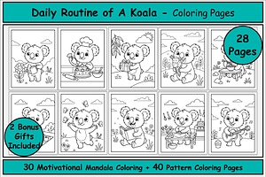 Koala Daily Activities Coloring Book