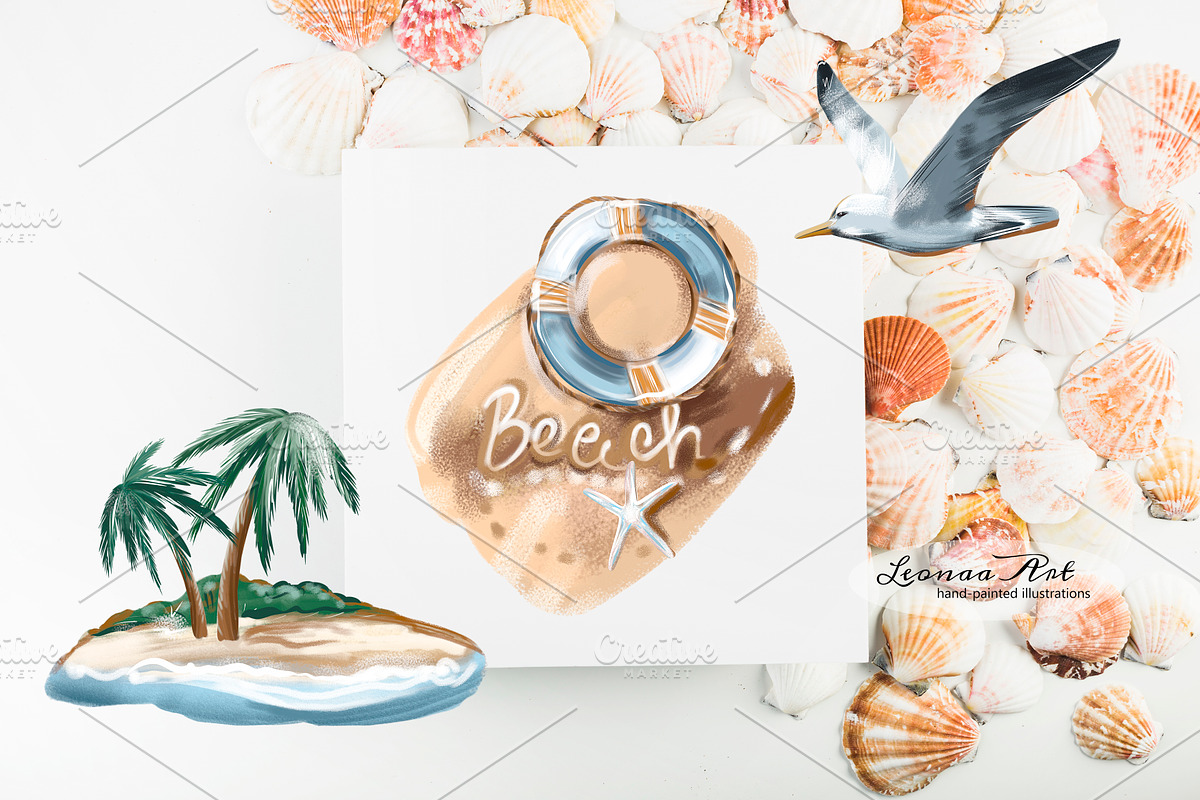 Summer beach Clipart Collection, a Seasonal Illustration by Leonaa art (Photo 4 of 8)