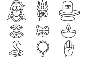 Vector illustration of Hindu symbols, an Illustration by ZinetroN