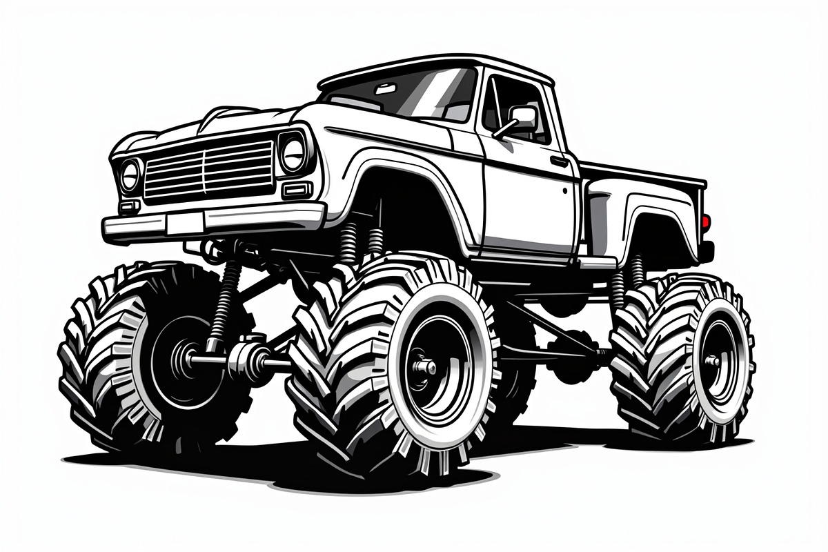 Monster Truck Line Art Bundle, an Illustration by Designs_River (Photo 8 of 9)