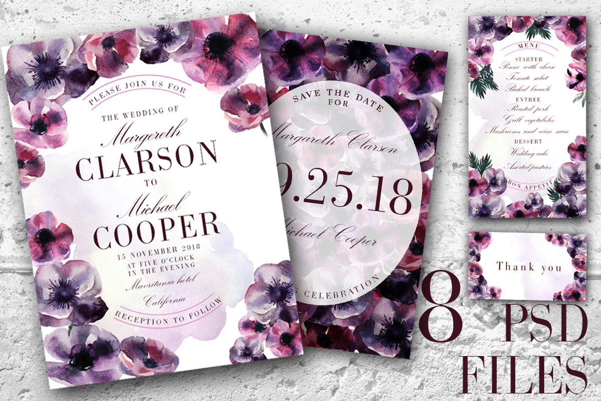 Anemon Wedding Set, an Invitation Template by holaholga (Photo 1 of 5)
