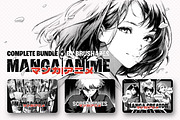 Manga Procreate Brushes Bundle, a Brush Add-On by brushapes.com (Thumbnail 1 of 26)