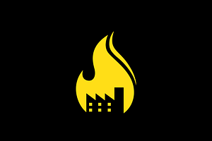 fire flame factory flat logo design, a Branding & Logo Template by devastd