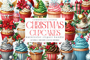 Christmas Cupcakes Clipart Bundle, an Illustration by SinaCreation (Thumbnail 1 of 7)