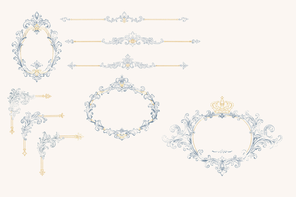 Blue&Gold Baroque Wedding Set, a Decorative Illustration by AlenaVlasko stock Market (Photo 9 of 9)