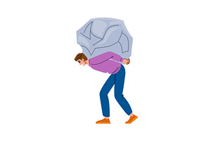 Businessman carrying heavy stone, a Person Illustration by pikepicture
