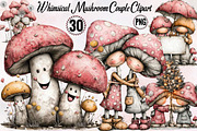 Whimsical Mushroom Couple Clipart Bu, an Illustration by SVGArt (Thumbnail 1 of 8)