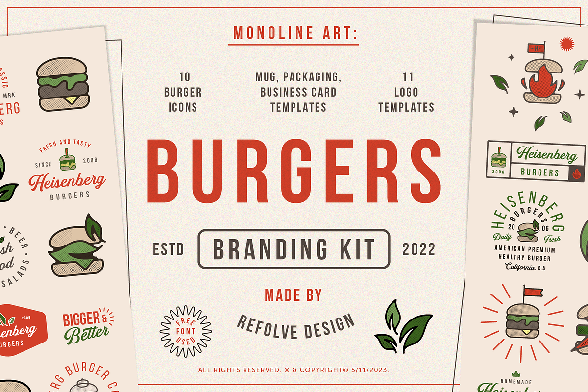 Burgers Branding Kit Templates, a Branding & Logo Template by Refolve Design (Photo 1 of 10)
