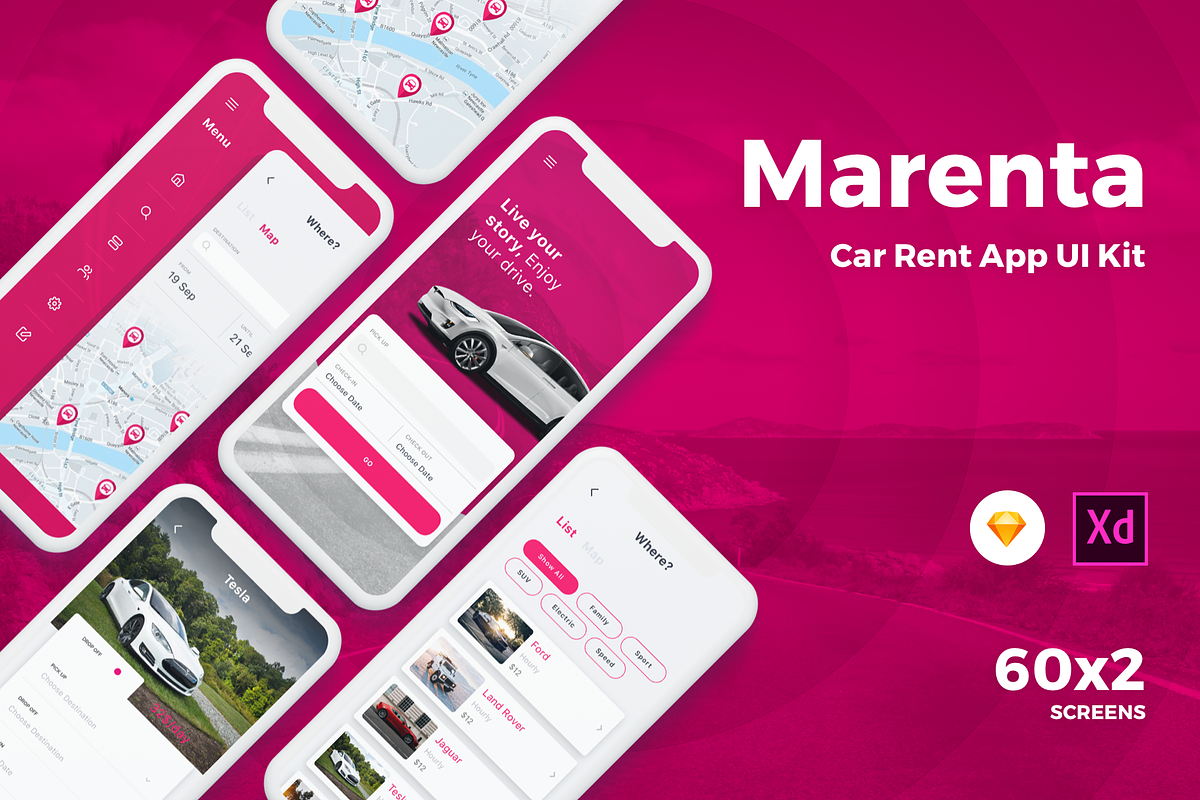 Marenta Car Rent App UI Kit, an UI Kit Template by uicube (Photo 1 of 4)
