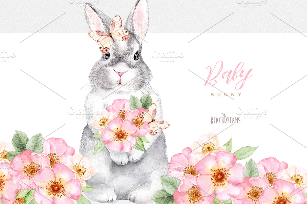 Baby Bunny Set, an Animal Illustration by ReachDreams (Photo 5 of 7)