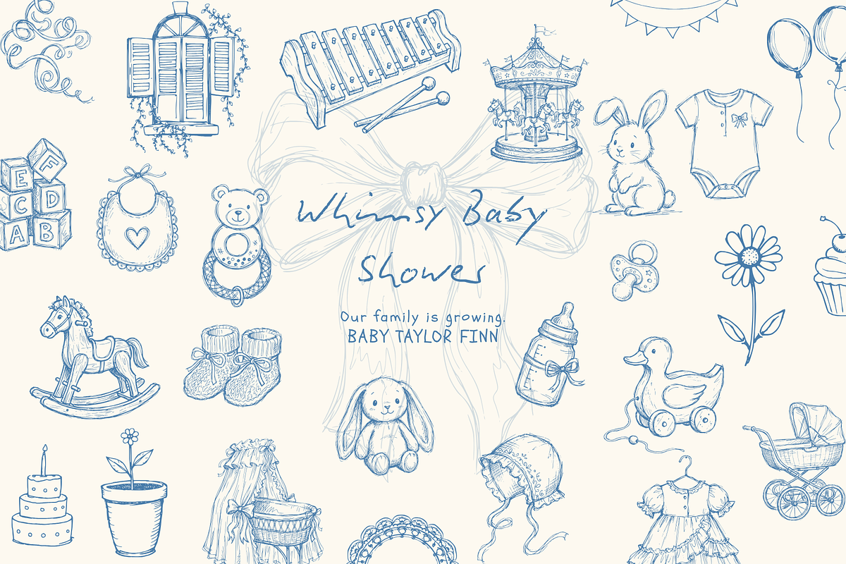 Whimsy Baby Shower Doodles, an Object Graphic by digital.incubator.yum (Photo 2 of 3)