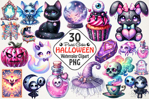 Pastel Gothic Halloween Clipart, an Illustration by RobertsArt