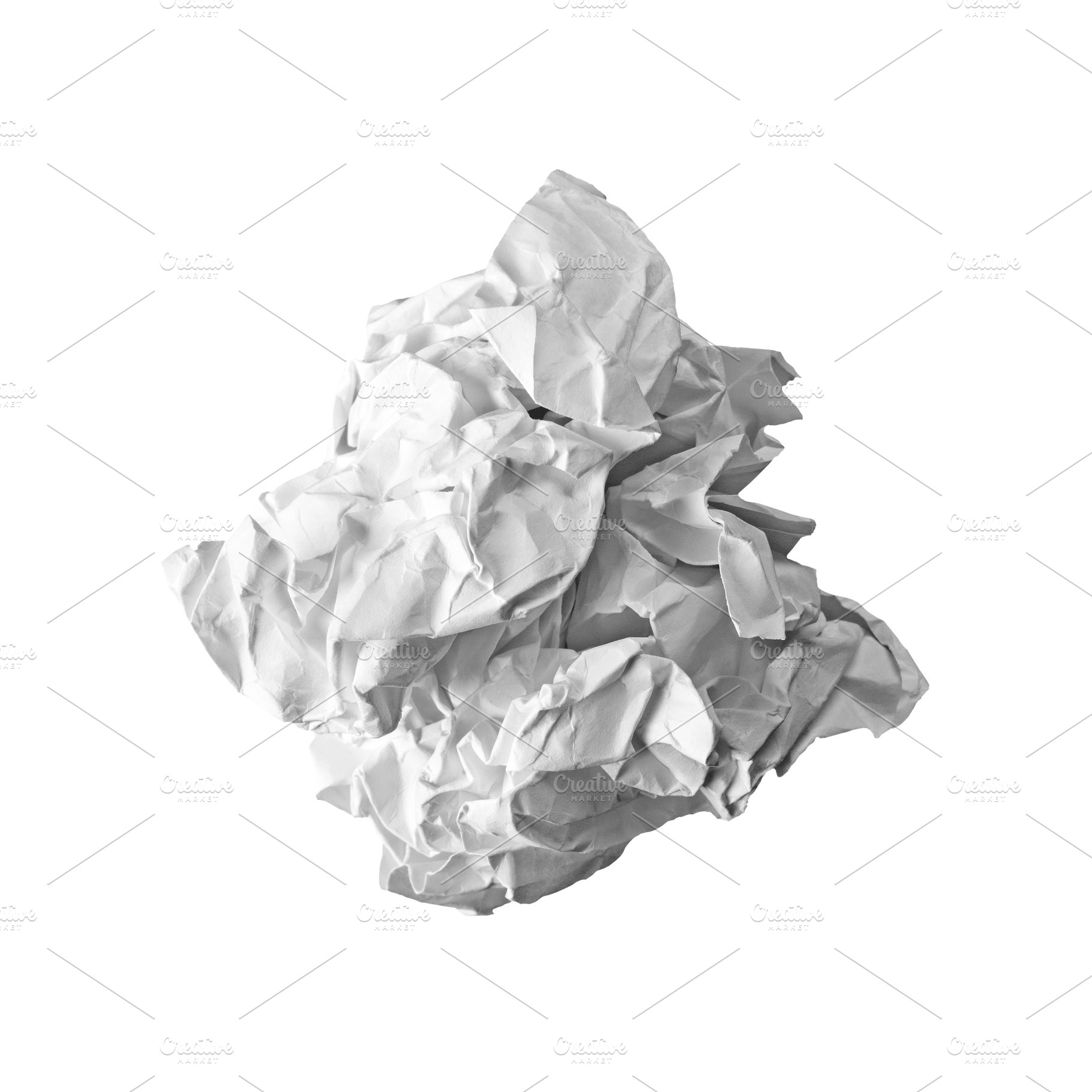Crumpled white paper isolated, an Abstract Photo by BOOCYS