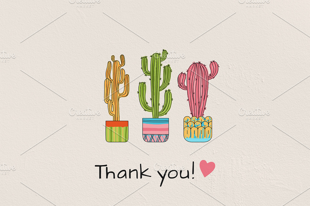 Cacti in flower pot home plants set, an Object Illustration by Neliakott ♥ (Photo 8 of 8)